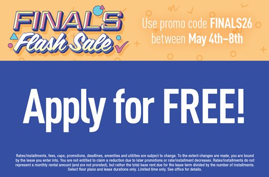Finals Flash Sale | Use promo code FINALS26 5/4-5/8 apply for FREE!