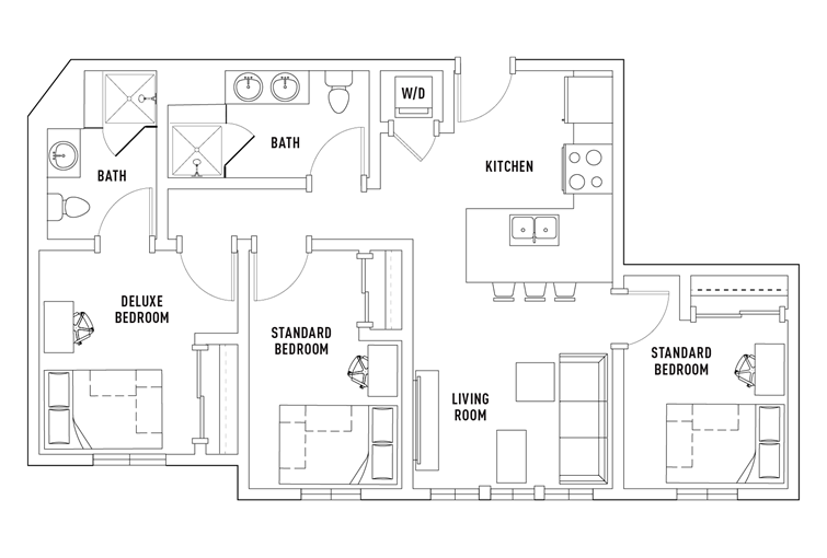 3 Bedroom 2 Bathroom A Standard Floor Plans The Jack Floor Plans