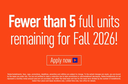 Fewer than 5 full units remaining for Fall 2026!