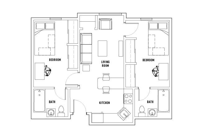 2 Bed - 2 Bath Private Bedroom