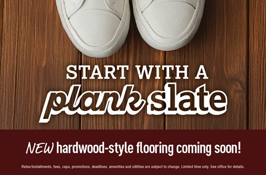 Start with a Plank Slate | New hardwood-style flooring coming soon!