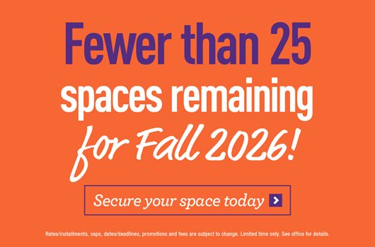 Fewer than 25 spaces remaining