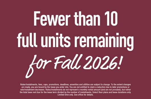 Fewer than 10 full units remaining for Fall 2026