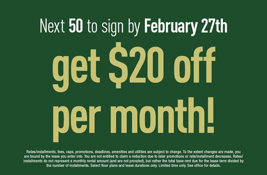 Next 50 to sign by Feb 27th get $20 off per month