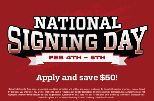 National Signing Day | Feb 4th-5th | Apply and save $50! 