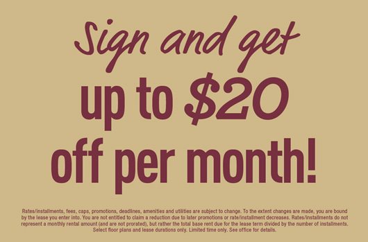 Sign and get up to $20 off per month!