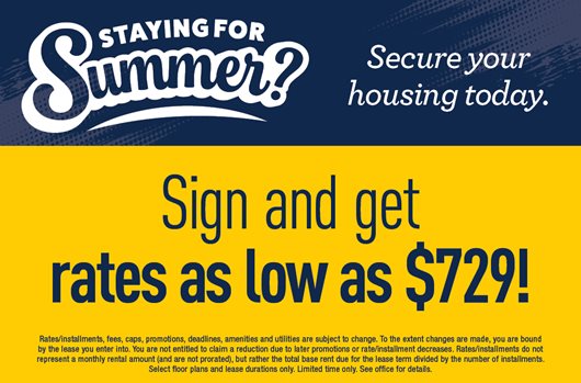 Summer Backfill Get rate as low as $729 Apply for FREE 