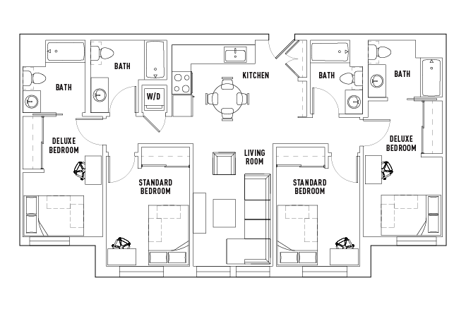 East: 4 Bed - 4 Bath B Standard Bedroom