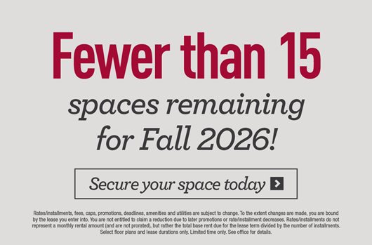 Fewer than 15 spaces remaining