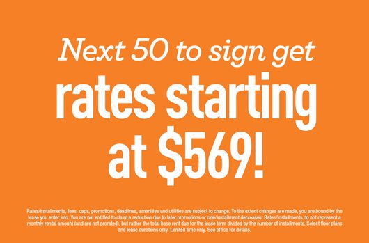 Next 50 to sign get rates starting at $569!
