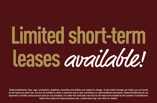Limited short-term leases available!