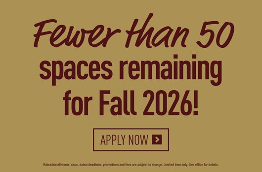 Fewer than 50 spaces remaining for Fall 2026