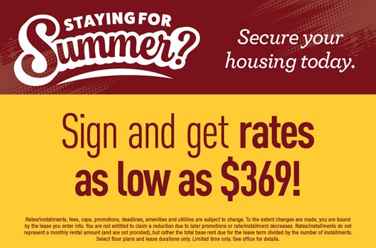 Summer Backfill Get rates as low as $369 Apply for FREE 