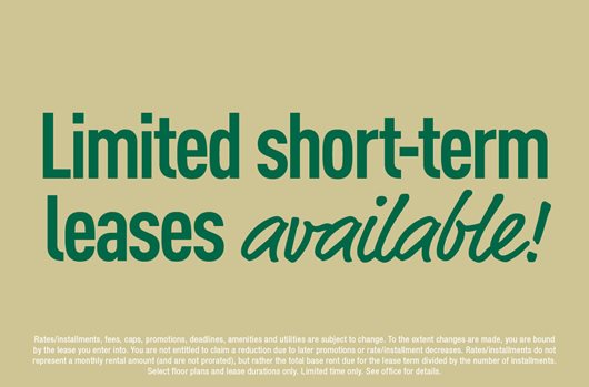 Limited short-term leases available!