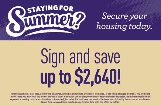 Summer backfill. Sign and save up to $2,640