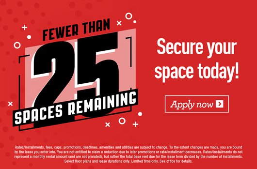 Fewer than 25 spaces left!