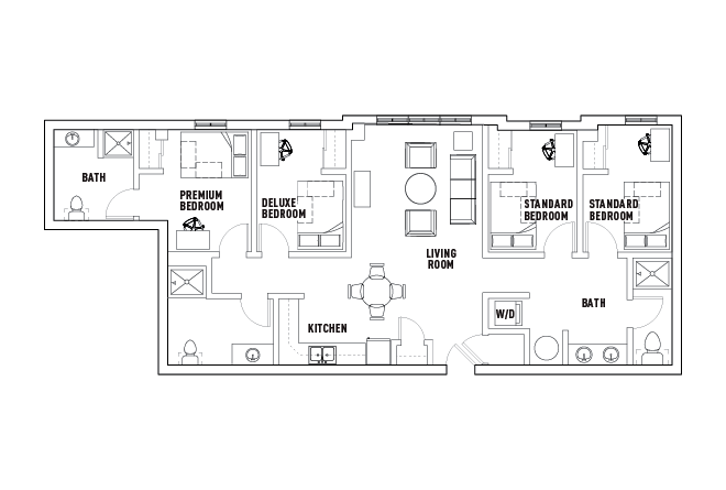 4 Bed - 3 Bath Standard Bedroom Top Floor
