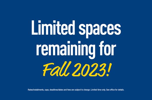 Limited spaces remaining for Fall 2023!