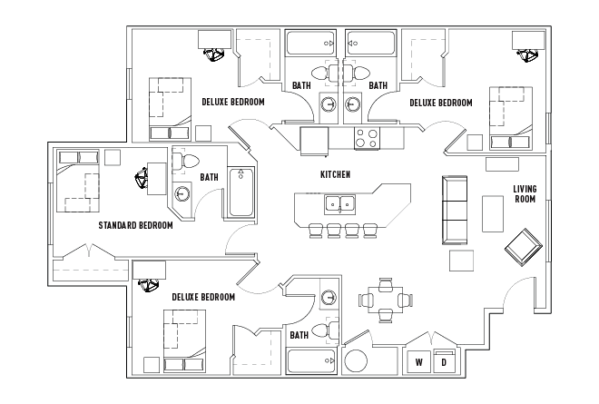 4 Bed - 4 Bath B Deluxe Bedroom