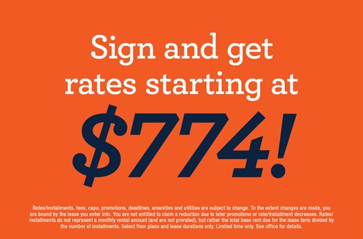 Sign and get rates starting at $774