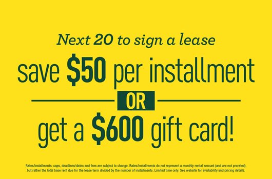 Next 20 to sign save $50 per installment or get a $600 gift card!