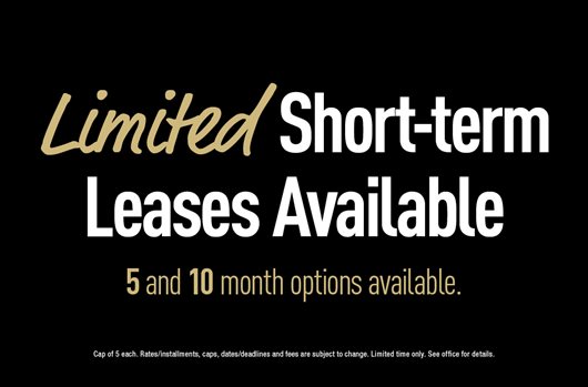 Limited Short-term Leases Available. 5 and 10 month options available.