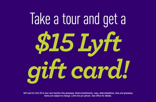 Take a tour and get a $15 gift card!