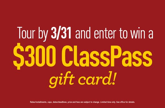 Take by 3/31 and enter to win a $300 ClassPass gift card!