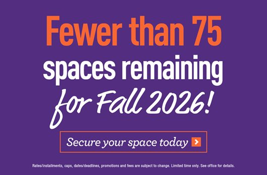 Fewer than 75 spaces remaining for Fall 2026