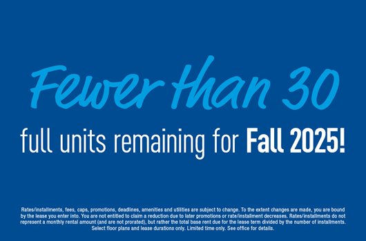 Fewer than 30 full units remaining for Fall 2025!