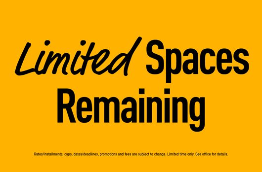 Limited spaces remaining