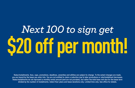Next 100 to sign get $20 off per month!