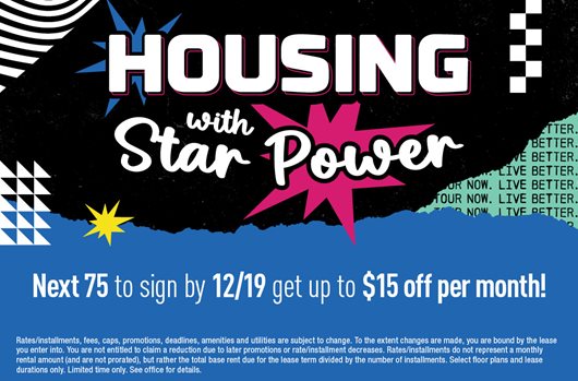 Next 75 to sign by 12/19 and get up to $15 off per month!