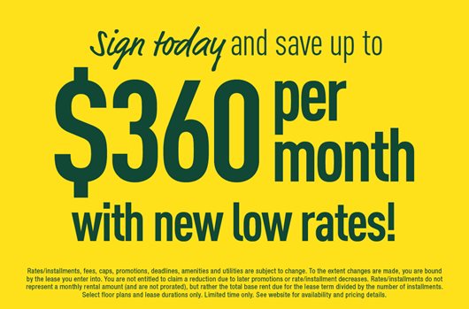 Sign today and save up to $360 per month with new low rates!