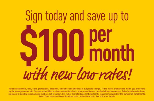 Sign today and save up to $100 per month with new low rates!
