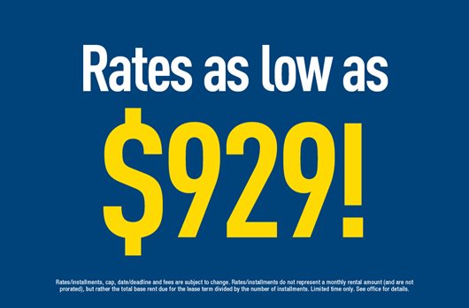 Rates as low as $929