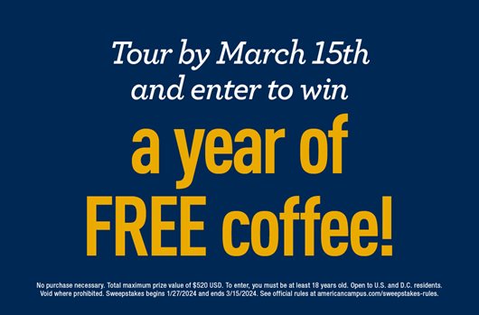 Tour by March 15 and enter to win a YEAR of free coffee!