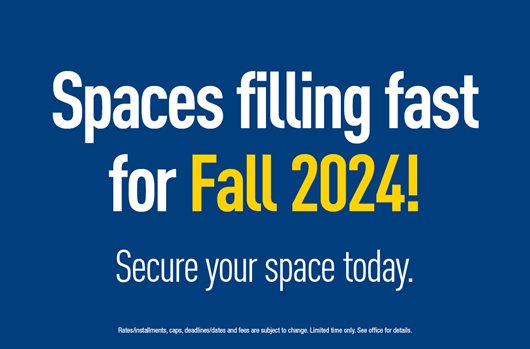 Spaces filling fast for Fall 2024! Secure your space today.