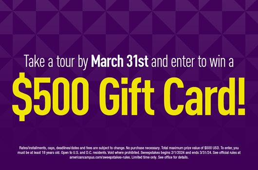 Take a tour by March 31st and enter to win a $500 gift card!