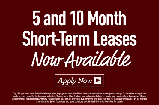 5 and 10 Month Short-term Leases Now Available | Apply Now> 