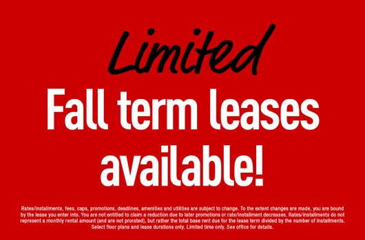 Limited short term leases available!