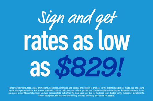 Sign and get rates as low as $829!