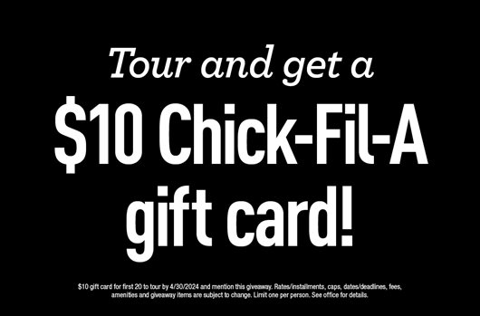 Tour and get a $10 gift card!