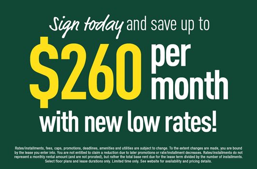 Sign today and save up to $260 per month with new low rates!
