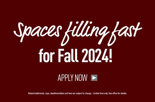 Spaces filling fast for Fall 2024! Apply Now>
