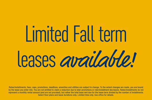 Limited short term leases available!