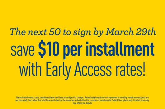 The next 50 to sign by March 29th save $10 per installment with Early Access rates!