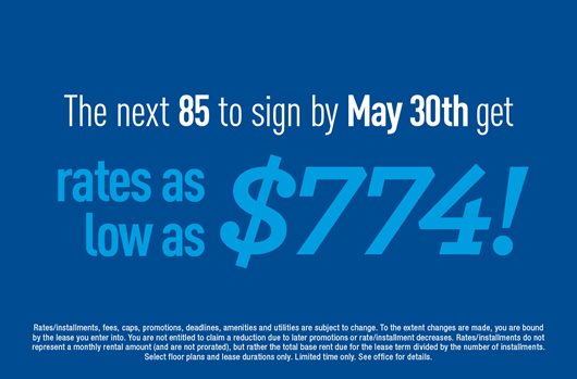 The next 85 to sign by May 30th get rates as low as $774!