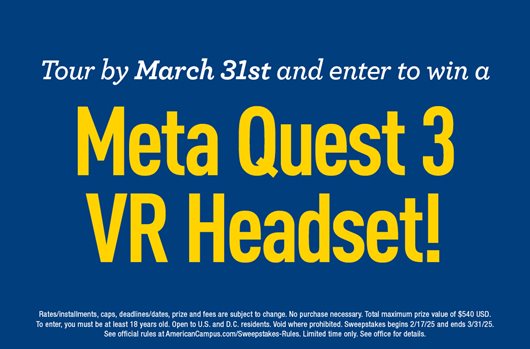 Tour by March 31st and enter to win a Meta Quest 3 VR Headset!