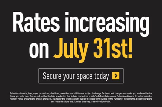 Rates Increasing on July 31st! 